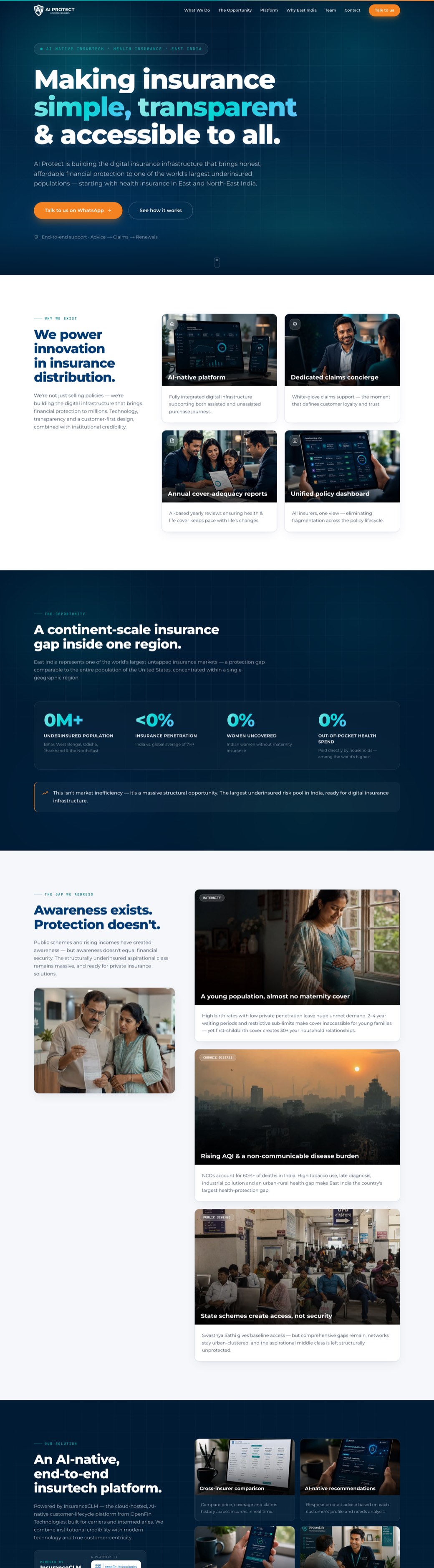 AI Protect insurance website, designed and built by CameraNvideo Frames